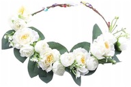 Púdrový boho venček do vlasov z pivonky RUŽE KVETY Púdrový boho venček do vlasov z pivonky RUŽE KVETY