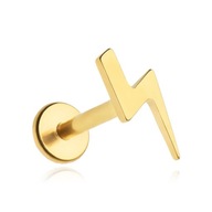 Titánový labret náušník zlatý blesk 1,2/6 Titánový labret náušník zlatý blesk 1,2/6