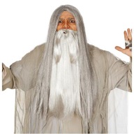 Pánska dlhá sivá parochňa s bradou čarodejníka Gandalfa Druida Kúzelníka