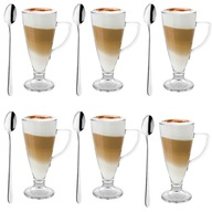 6x 250ML POHÁRE NA KÁVU LATTE + SÚPRAVA LYŽIČIEK