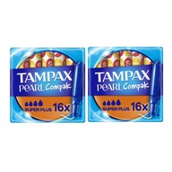 Tampóny Tampax Compak Pearl Super Plus s aplikátorom 2 x 16 kusov Tampóny Tampax Compak Pearl Super Plus s aplikátorom 2 x 16 kusov