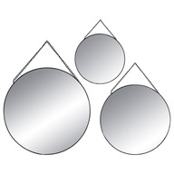 3 ks okrúhlych zrkadiel v čiernom modernom ráme