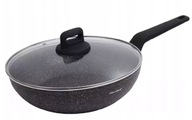 Wok s pokrievkou, 28 cm, hlboká mramorová panvica, veľká, plynová indukcia