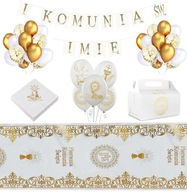 Súprava prijímania COMMUNION Balóniky Stôl Runner Banner NAME Súprava prijímania COMMUNION Balóniky Stôl Runner Banner NAME