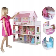 Veľký XXL drevený DOLLHOUSE 3 POSCHOD + nábytok