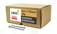 Stavebné klince 6,0x175mm Black Smooth 7" 5kg Stavebné klince 6,0x175mm Black Smooth 7" 5kg