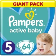 Plienky Pampers Active Baby, 5 Junior, 64 ks.