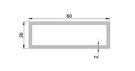Hliníkový profil 60x20x2 - 10 cm, dĺžka do 60 cm