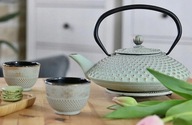 Súprava liatinových kanvičiek, bylinkový lúhovač 1,25l, umývačka + hrnčeky Súprava liatinových kanvičiek, bylinkový lúhovač 1,25l, umývačka + hrnčeky