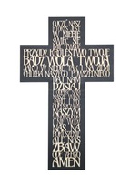 Drevený čierny modlitebný kríž Otče náš 3D