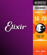 Elixir NanoWeb 80/20 Bronzové struny 16-70 (11182)