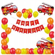 Sada narodeninových balónov Firetruck Firefighter narodeninové červené hélium Sada narodeninových balónov Firetruck Firefighter narodeninové červené hélium
