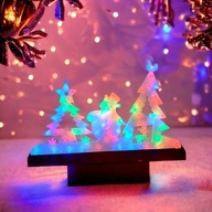 LED dekorácia visiaca na okno/stenu XXL vianočný stromček s viacfarebným snehuliakom