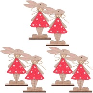 6 ks drevených drevených tabúľ veľkonočného zajačika