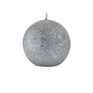 SVIEČKA GLAMOUR GUĽOVÁ 8 CM SILVER FI 80 GLITROVÁ SVIEČKA GLAMOUR GUĽOVÁ 8 CM SILVER FI 80 GLITROVÁ