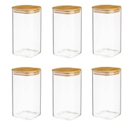 SKLENENÁ NÁDOBA DREVA DREVENÉ viečko 6x1000ml