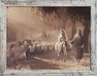 OBRAZ 35x45 SVÄTÁ RODINA RÁM SÉPIA škvrnitý OBRAZ 35x45 SVÄTÁ RODINA RÁM SÉPIA škvrnitý