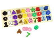 Drevená doska 3v1 Numbers Shapes Colors Drevená doska 3v1 Numbers Shapes Colors