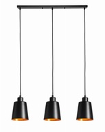 Čierno-zlatá kužeľová trojpásová závesná lampa Čierno-zlatá kužeľová trojpásová závesná lampa