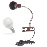 Hnedá stolná lampa s klipom + 6W LED žiarovka Hnedá stolná lampa s klipom + 6W LED žiarovka