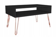 Čierny konferenčný stolík, nohy z ružového zlata GLAMOUR 90