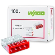 WAGO KONEKTOR 2273-204 RÝCHLO KONEKTOR 4x2,5 100 KS WAGO KONEKTOR 2273-204 RÝCHLO KONEKTOR 4x2,5 100 KS
