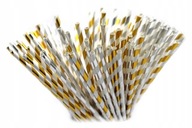 Papierové slamky Zlaté a strieborné prúžky 205 x 6mm 10ks x10balení 80-99 Papierové slamky Zlaté a strieborné prúžky 205 x 6mm 10ks x10balení 80-99