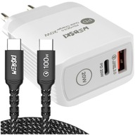 RÝCHLA NABÍJAČKA 2XUSB S KÁBLOM USB-C 0,5M 100W