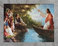 OBRAZ 35x45 JEŽIŠ KRISTUS NA LODE SIVÝ RÁME OBRAZ 35x45 JEŽIŠ KRISTUS NA LODE SIVÝ RÁME