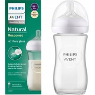 Avent sklenená antikoliková fľaša 1m+ 240ml Response Avent sklenená antikoliková fľaša 1m+ 240ml Response