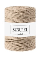 OUTLET STRUNKY trojitá točená bavlnená šnúrka 5mm 100m - piesková OUTLET STRUNKY trojitá točená bavlnená šnúrka 5mm 100m - piesková