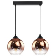 Závesná lampa Dve priehľadné medené guľôčky Závesná lampa Dve priehľadné medené guľôčky