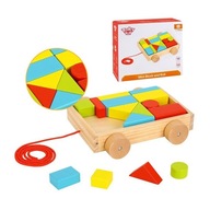TOOKY TOY Drevený vozík s blokmi 16 ks. TOOKY TOY Drevený vozík s blokmi 16 ks.