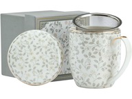 Porcelánový hrnček s nálevníkom a vrchnákom na BYLINKOVÝ ČAJ 425 ml - KVETY Porcelánový hrnček s nálevníkom a vrchnákom na BYLINKOVÝ ČAJ 425 ml - KVETY