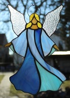 Tiffany Stained Glass Angel svieža modrá