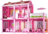Domček pre bábiky Villa súprava nábytku pre bábiky ružová 44cm