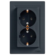 Dvojitá zásuvka SCHUKO 2x 2P+E s rámom antracit SCHNEIDER ASFORA Dvojitá zásuvka SCHUKO 2x 2P+E s rámom antracit SCHNEIDER ASFORA