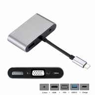 Adaptér USB-C USB3.1 na HDMI VGA USB3.0 PD Jack 4K