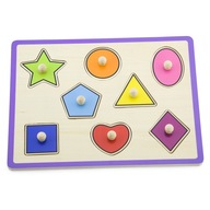 VIGA Drevené farebné puzzle s tvarmi pripináčikov VIGA Drevené farebné puzzle s tvarmi pripináčikov