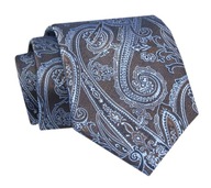 Kravata - ALTIES - modrý vzor na hnedom pozadí