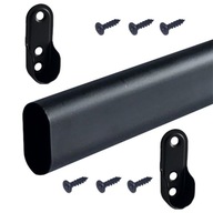 Šatníková tyč oválna 60 cm + 2 čierne rozety Šatníková tyč oválna 60 cm + 2 čierne rozety