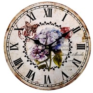 Nástenné hodiny s kvetmi SILENT vintage shabby 34cm