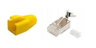 Zástrčky RJ45, kategória 6A, 10 sád, STP, žlté kryty Zástrčky RJ45, kategória 6A, 10 sád, STP, žlté kryty
