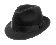 Pánsky klobúk fedora, čierny, úzky okraj, Witleather Skoczów Výrobca