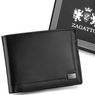 Pánska kožená peňaženka malá čierna horizontálna elegantná RFID peňaženka ZAGATTO Pánska kožená peňaženka malá čierna horizontálna elegantná RFID peňaženka ZAGATTO