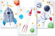 Sada 3 detských plagátov P44 Space Rocket A4 Sada 3 detských plagátov P44 Space Rocket A4