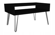 Čierny konferenčný stolík GLAMOUR so striebornými chrómovými nohami