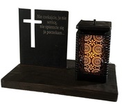 Sviečka, solárny lampáš + stojan, gravírovaná doska Sviečka, solárny lampáš + stojan, gravírovaná doska