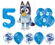 Balóniky Set Bluey Dog 5 narodeniny Meno Banner