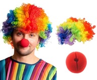 Afro klaunská súprava s farebným nosom na parochňu Afro klaunská súprava s farebným nosom na parochňu